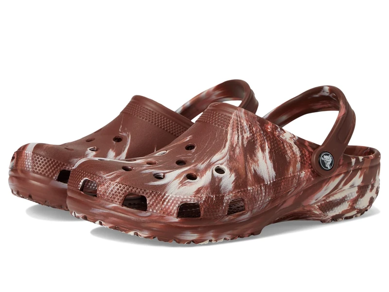 Crocs Unisex-Adult Classic Marbled Tie-dye Clog, Dark Clay/Multi, 10 Women/8 Men