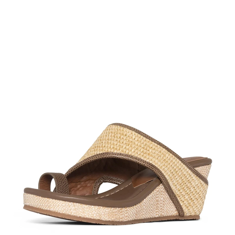 Donald Pliner Women's Gyer Raffia Wedge Sandal, Biscotti, 8 UK