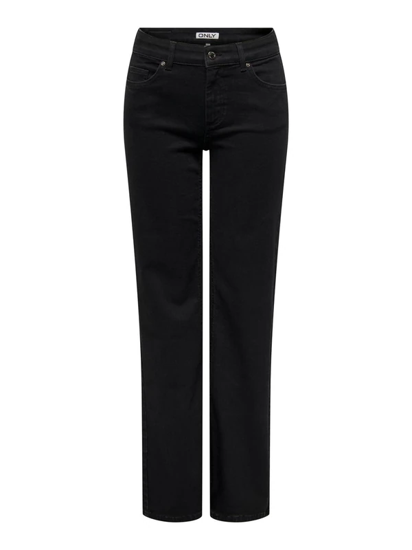 ONLY Womens Female Straight-fit Onlblush Mittlere Taille Gerade Geschnitten Jeans, Black Denim, S / 30L UK