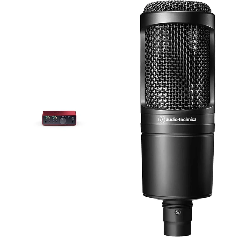 Focusrite Scarlett Solo 4th Gen USB Audio Interface, for the Guitarist, Vocalist, or Producer & Audio-Technica 2020 Cardioid Condenser Microphone Black