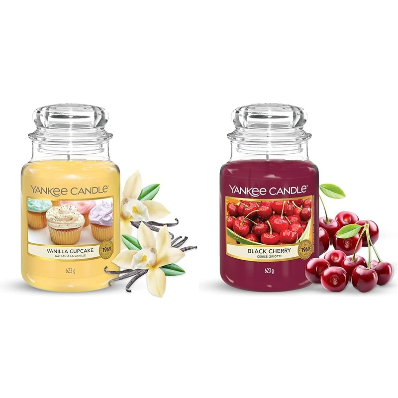 Yankee Candle Scented Candle | Vanilla Cupcake Large Jar Candle | Long Burning Candles: up to 150 Hours & Scented Candle | Black Cherry Large Jar Candle | Long Burning Candles: up to 150 Hours