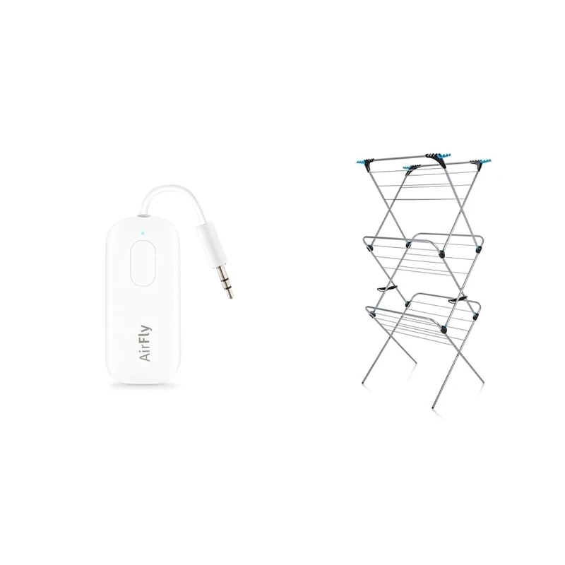Twelve South AirFly Pro | Wireless transmitter/receiver with audio sharing for up to 2 AirPods & Minky 3 Tier Plus Clothes Airer - Image 1