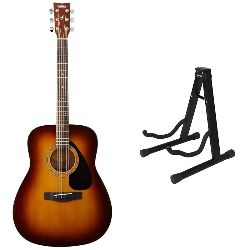 Yamaha F310 – Full Size Steel String Acoustic Guitar – Traditional Western Body & KEPLIN Guitar Stand A Frame Foldable Universal Fits All Guitars Acoustic Electric Bass Stand A (Guitar Stand)