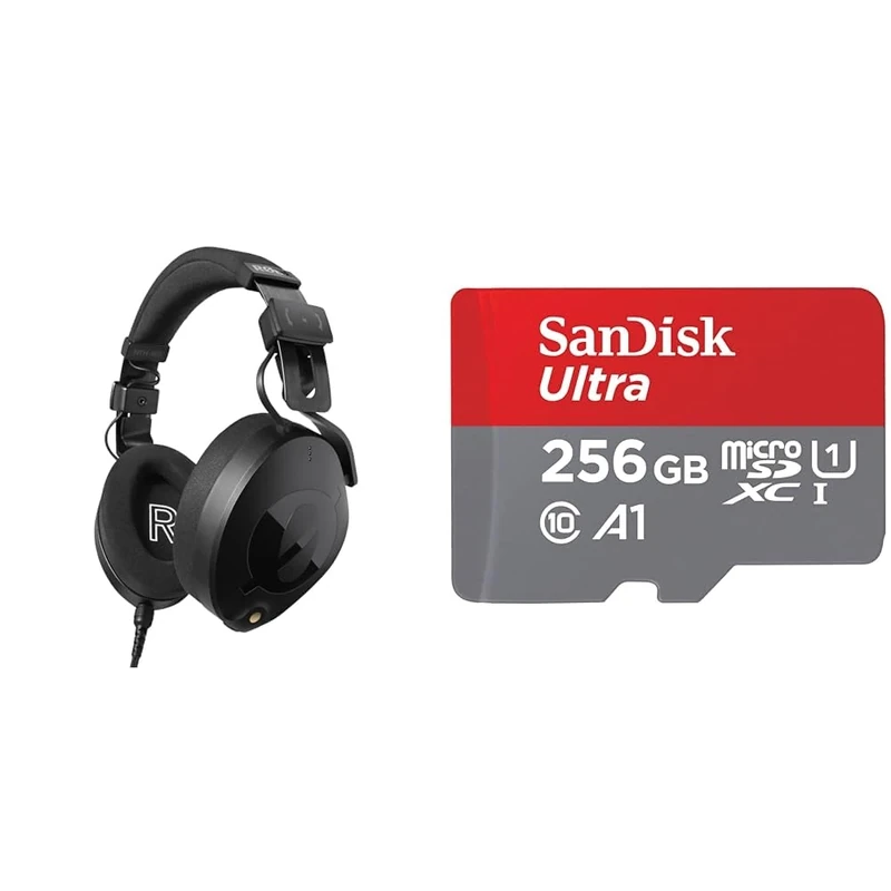 RØDE NTH-100 Professional Over-ear Headphones For Content Creation, Music Production & SanDisk 256GB Ultra microSDXC card + SD adapter up to 150 MB/s with A1 App Performance UHS-I Class 1