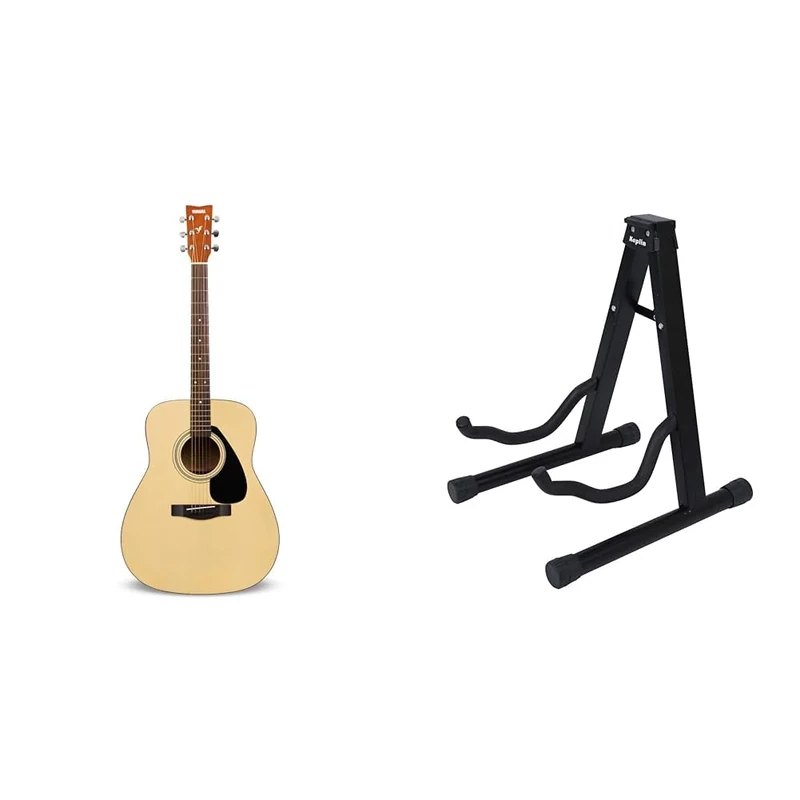 Yamaha F310 - Full Size Steel String Acoustic Guitar - Traditional Western Body - Natural & KEPLIN Guitar Stand A Frame Foldable Universal Fits All Guitars Acoustic Electric Bass Stand A