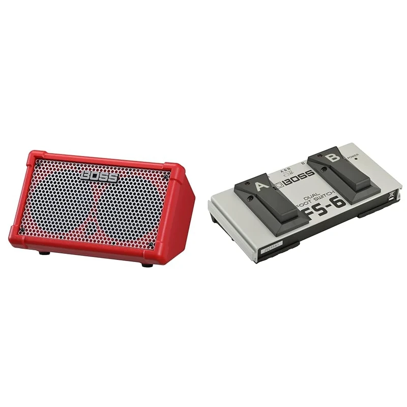 BOSS CUBE Street II Portable Street Performance Amp | CUBE-ST2 | Next Generation of the Roland Cube Series Rebranded with the BOSS Name| Red & Fs-6 Dual Foot Switch