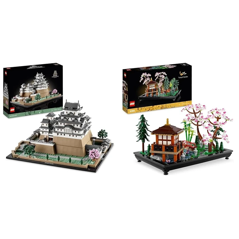 LEGO 21060 Architecture Himeji Castle Set, Landmarks Collection Model Building Kit for Adults & 10315 Icons Tranquil Garden, Botanical Zen Garden Kit for Adults with Lotus Flowers