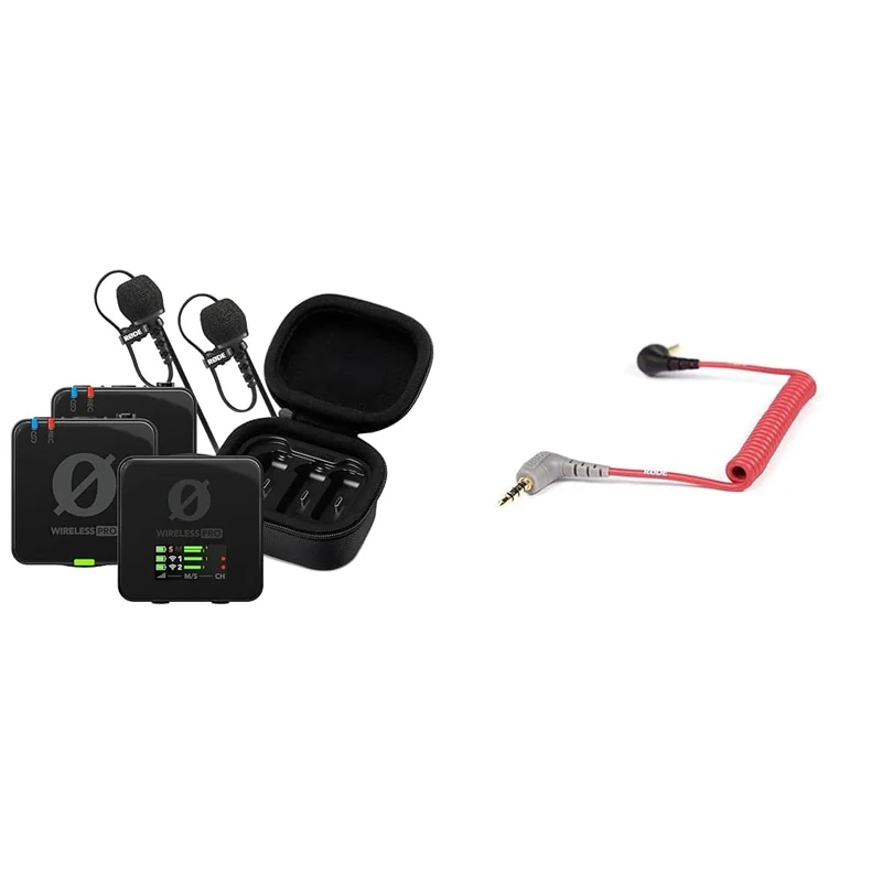 RØDE Wireless PRO Compact Wireless Microphone System with Timecode, 32-bit Float On-board Recording & SC7 TRS to TRRS 3.5mm Patch Cable, Smartphone