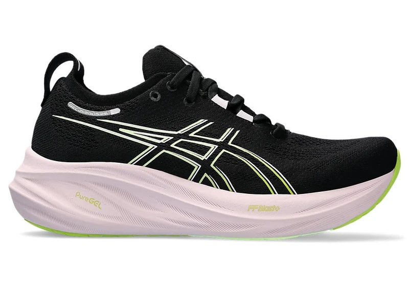 Asics 1012B601-004 Gel-Nimbus 26 Women Black/NEON Lime UK 6