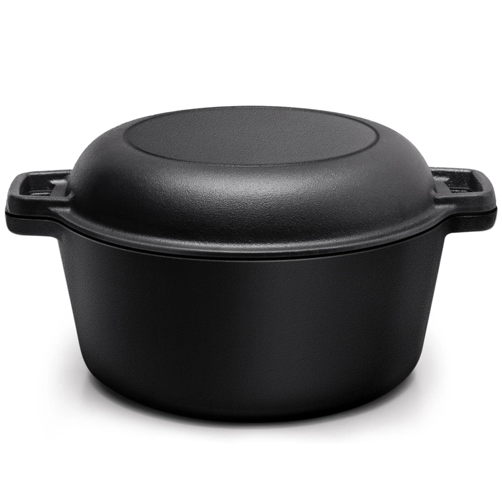 Warmiehomy 2 in 1 Cast Iron Dutch Oven,5L Pre-Seasoned Cast Iron Pot with Skillet Lid,Non-Stick Skillet and Pot Set with Two Handles for Indoor Outdoor,26cm