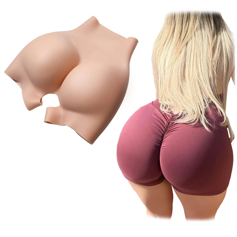 FSYH Silicone Fake Butt Pants Buttock Shaper Control Shorts Butt Push Up Underwear for Transgender Cosplay,Color 1,HIP~1.2CM