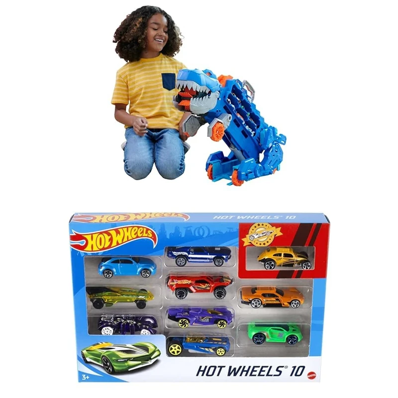 Hot Wheels Let's Race Netflix - City Ultimate Hauler, Transforms into Stomping & 54886 10 Car Pack Assortment (Pack May Vary)