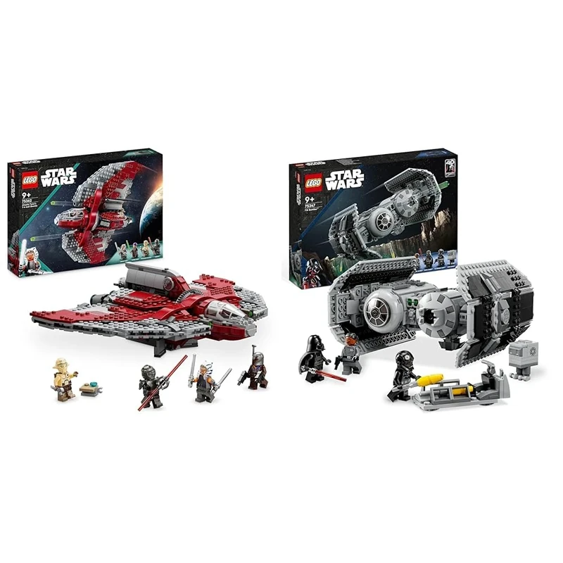 LEGO 75362 Star Wars Ahsoka Tano's T-6 Jedi Shuttle Set, Buildable Toy Starship with 4 Minifigures & Star Wars 75347 Le Bombardier TIE, Maquette Vaisseau avec Figurine de Droide Gonk