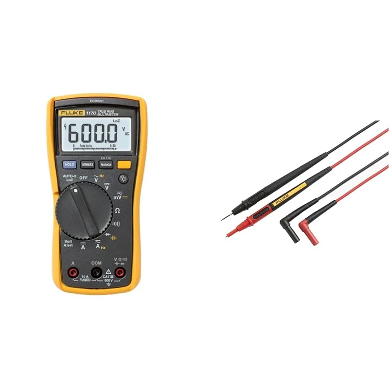 Fluke 117 Digital Multimeter LCD, 6000 counts CAT III 600 V & TL175 TwistGuard Test Leads