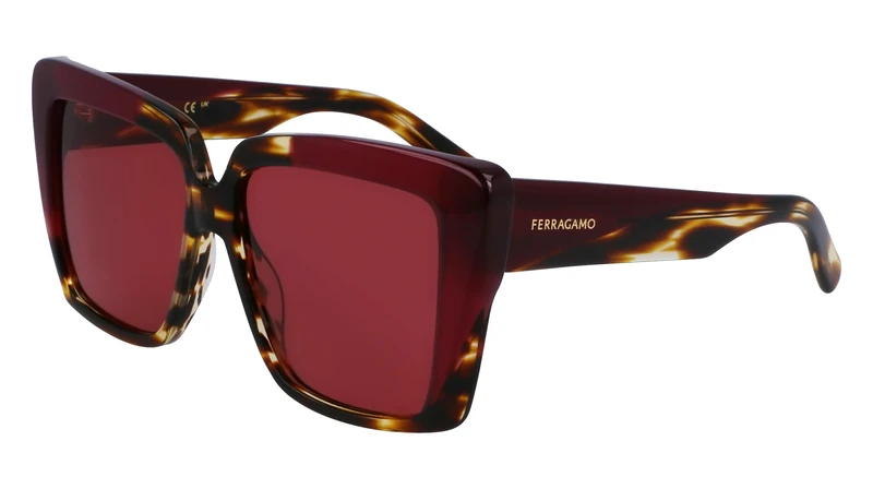 FERRAGAMO SF1060SN 215 STRIPED BROWN/PURPLE 55/14/140 FEMALE Sunglasses