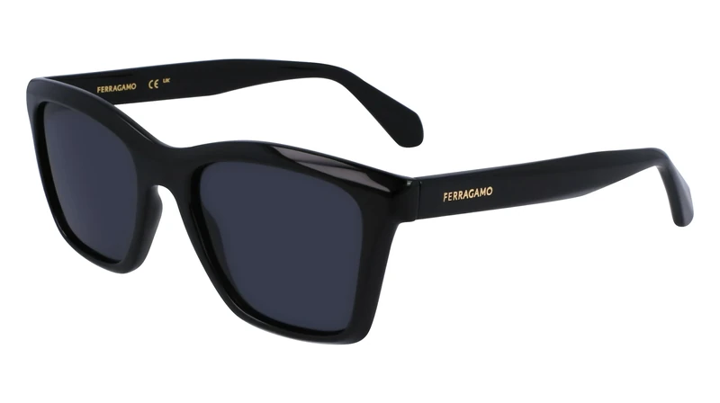 Salvatore Ferragamo SF2001S 001 Black Sunglasses Unisex Acetato, Square, 54
