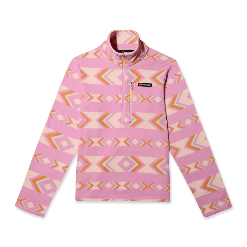 Berghaus Unisex Prism Printed Trango Half Zip Fleece | Classic Pattern | Warm Fleece Half Zip, Geo Aztek Glossy Lilac, XL