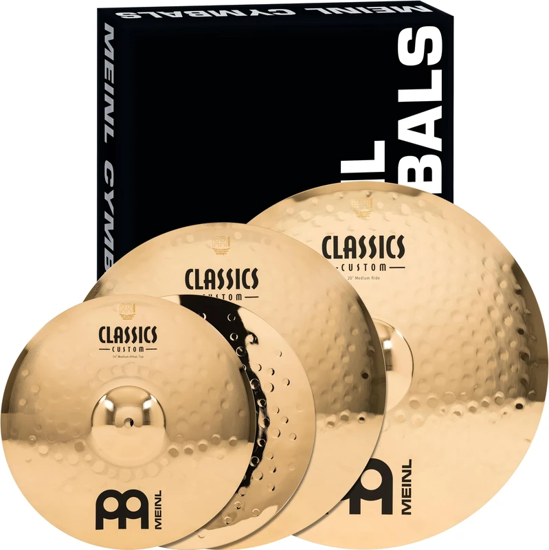 Meinl Cymbals Classics Custom Brilliant Complete Cymbal Set — with 14 Inch Hi-Hat, One Crash Cymbal and Ride Drum Cymbal — B12 Bronte, Brilliant Finish (CC-CS1)
