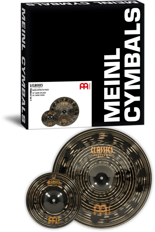 Meinl Cymbals Classics Custom Dark Effects Pack Cymbal Set — with 18 Inch China Cymbal and 10 In Splash Drum Cymbal — B12 Bronze, Dark Finish (CCD-CS3)
