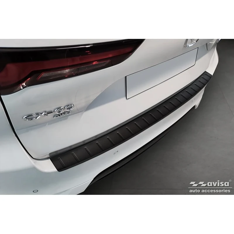 Avisa Matt Black Stainless Steel Rear bumper protector compatible with Mazda CX-60 (KH) 2022- 'Ribs'