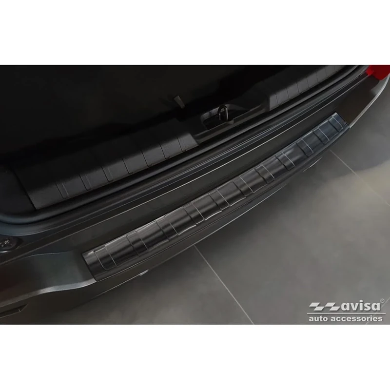 Avisa Black Stainless Steel Rear bumper protector compatible with Jeep Avenger + EV 2023- 'Ribs'