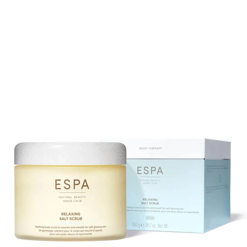 ESPA | Relaxing Salt Scrub | 700g | Body Scrub to Nourish, Refine & Hydrate | Natural Sea Salts Sweep Away Dry, Dull Skin | Sweet Almond Oil, Bay & Lavender | 100% Natural Fragrance