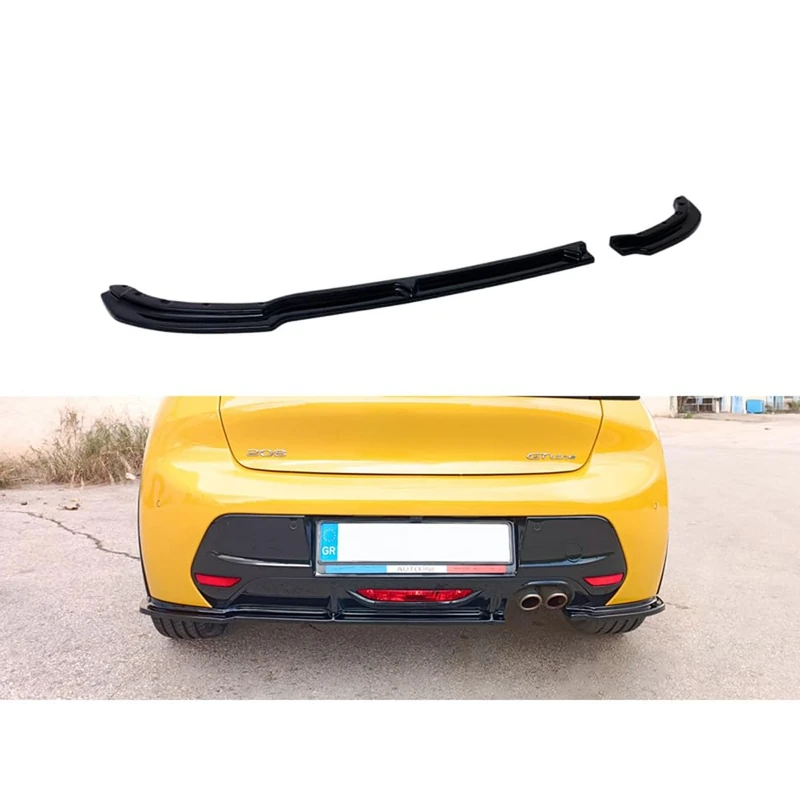 Motordrome Rear bumper skirt (Diffuser) V.2 compatible with Peugeot 208 II 2019- (ABS Gloss black)