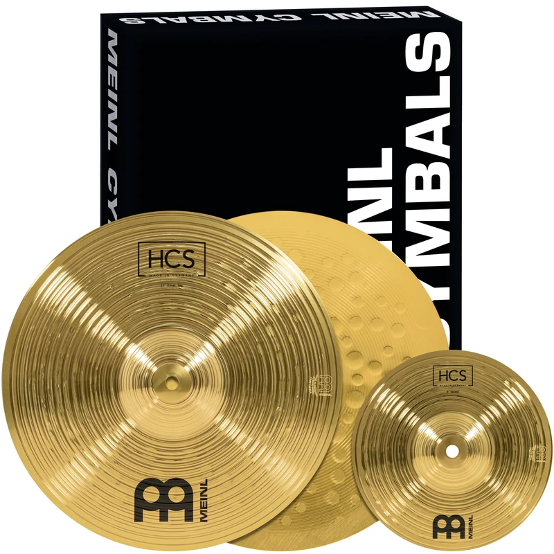 Meinl Cymbals HCS Starter Cymbal Set — with 13 Inch Hi-Hat and 8 Inch Splash Drum Cymbal — Brass, Traditional Finish (HCS-CS1) - Image 1