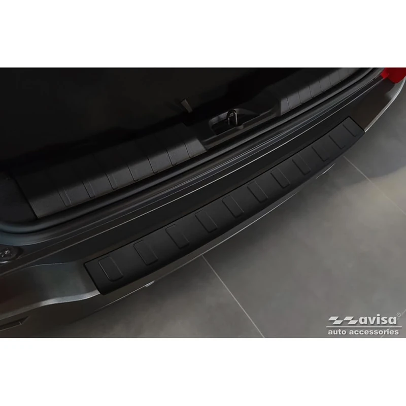 Avisa Matt Black Stainless Steel Rear bumper protector compatible with Jeep Avenger + EV 2023- 'Ribs'