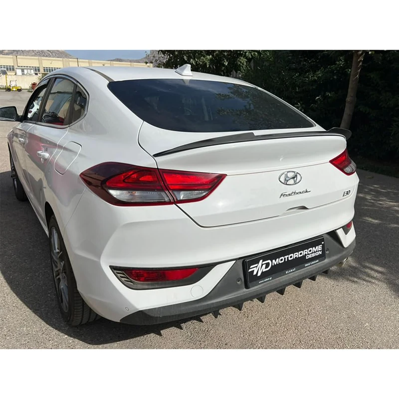 Motordrome Trunk spoiler lip compatible with Hyundai i30 III Fastback incl. N-Line 2017- (ABS Gloss black)