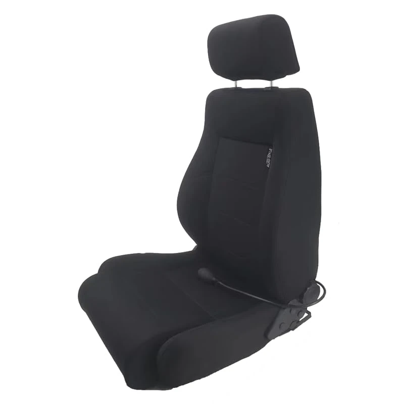 AutoStyle Sport seat 'Retro II' - Black - Dual-side reclinable back-rest - incl. slides