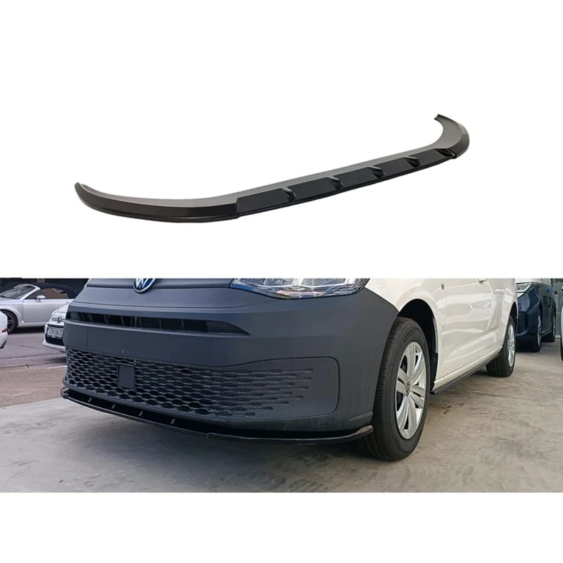 Motordrome Front spoiler V2 compatible with Volkswagen Caddy V Box/MPV 2020- (ABS Gloss Black)