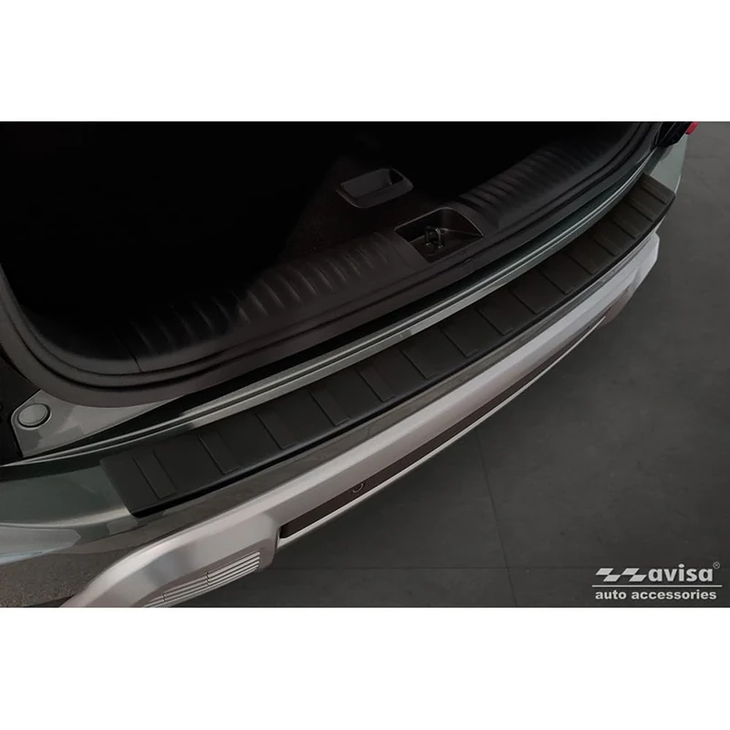 Avisa Matt Black Stainless Steel Rear bumper protector compatible with SsangYong Torres (J100) 2022- 'Ribs'