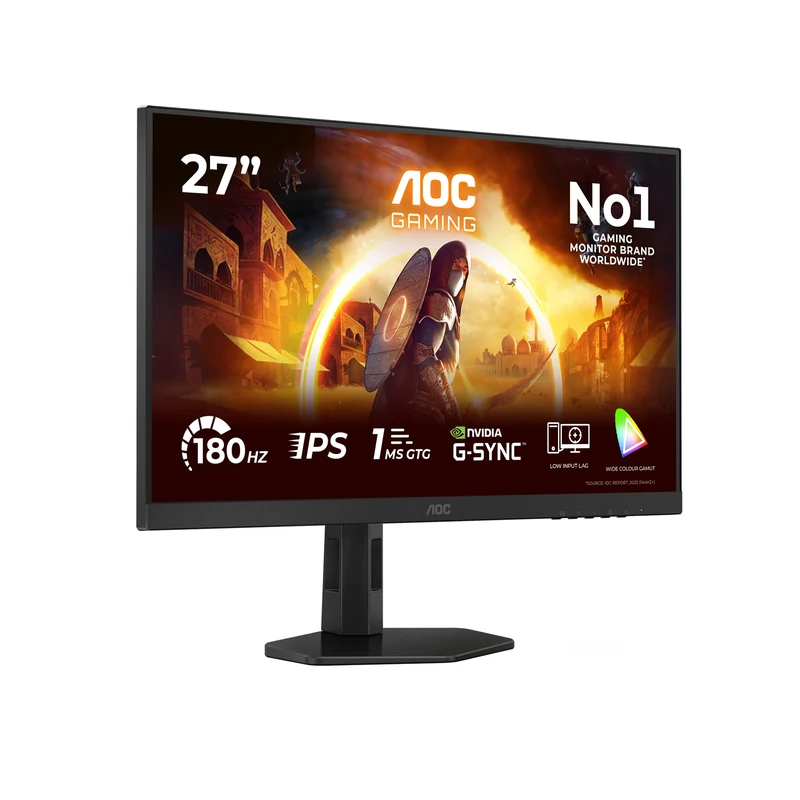 AOC Gaming 27G4X - 27 Inch FHD Monitor, 180Hz, IPS, 1ms GtG, FreeSync, Gsync compatible, Speakers, HDR10, Game Modes, Height Adjust (19820 x 1080 HDMI 2.0 / DisplayPort 1.4)