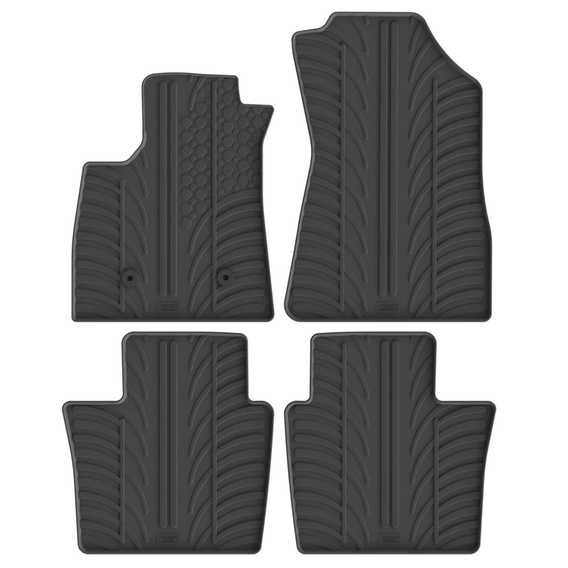 Gledring Set of Rubber Mats Compatible with Renault Espace VI E-Tech Hybrid 2023- (T Profile 4-Piece + Mounting Clips), Black