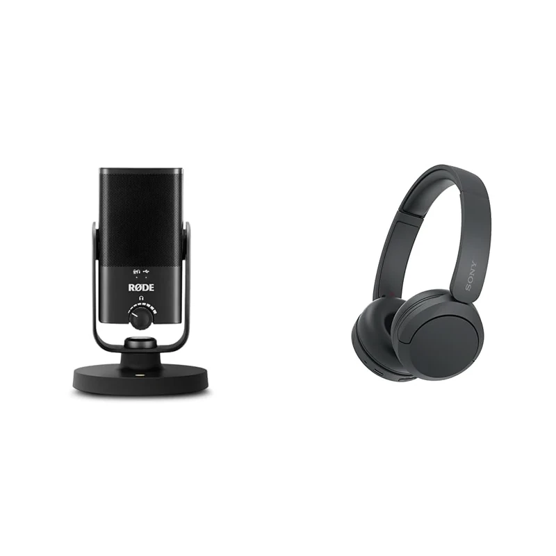 RØDE NT-USB Mini Versatile Studio-quality Condenser USB Microphone with Free Software for Podcasting & Sony WH-CH520 Wireless Bluetooth Headphones - up to 50 Hours Battery Life with Quick Charge