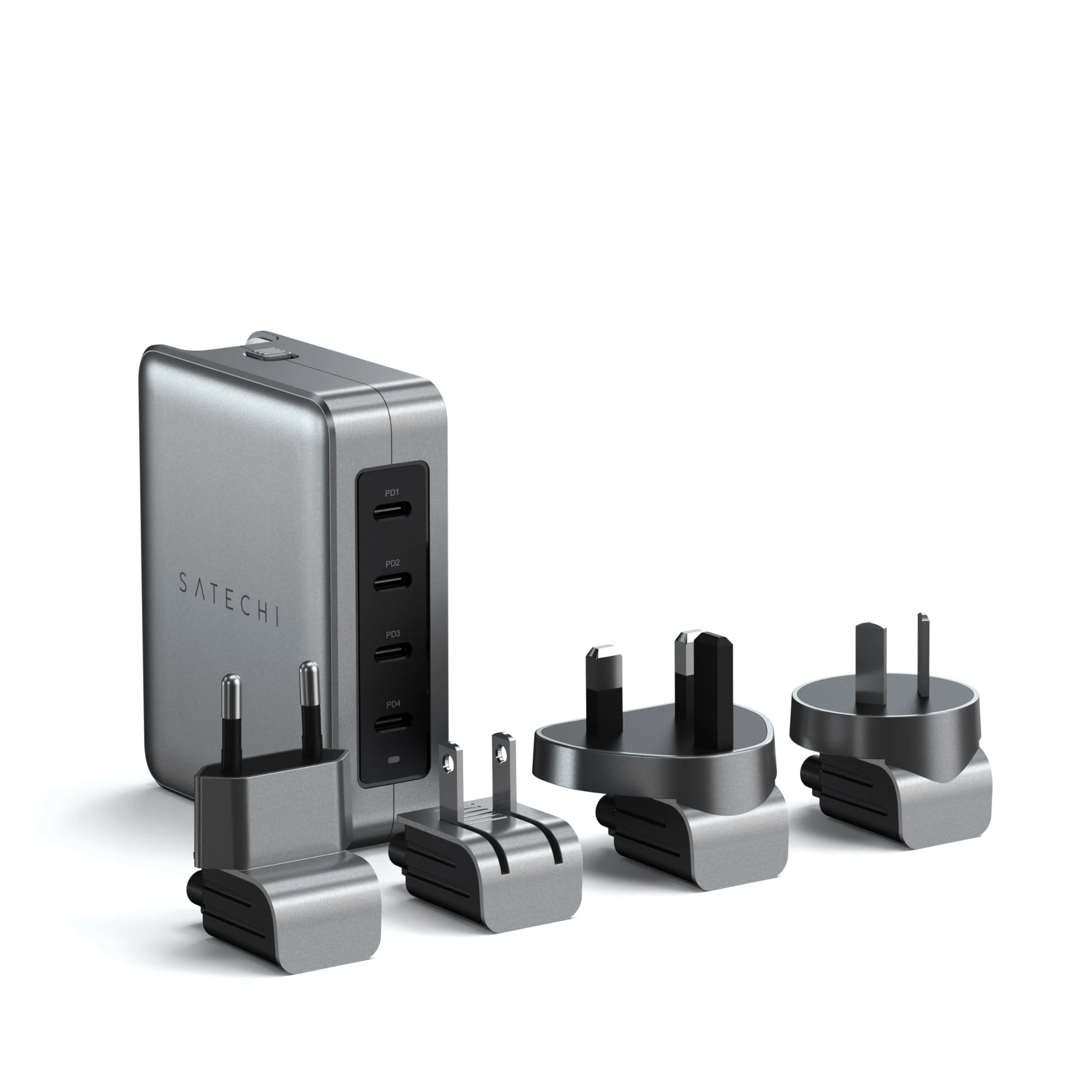 SATECHI 145W GaN Travel Charger, 4-Port USB-C Charger, 2 USB-C PD 3.1, Fast Charging Station for MacBook Air & Pro M4 M3, iPad Air & Pro M4 M3, iPhone 17, 16, 15 to 12 Series, Android, Windows