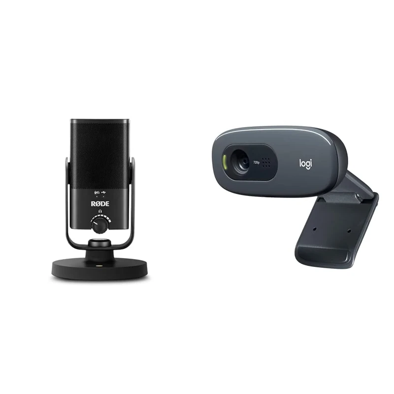 RØDE NT-USB Mini & Logitech C270 HD Webcam Bundle: Studio-quality USB Mic with Free Software & HD 720p/30fps Webcam for Podcasting, Streaming, Gaming, Video Calling