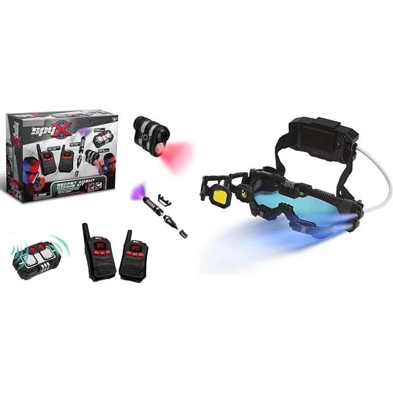SpyX,Secret Comms Kit For Kids - 4 Piece Secret Agent Comms Set For Fun Spy Missions & Night Mission Goggles For Kids - Goggles Allow Vision Upto 25ft In The Dark For Fun Spy Missions