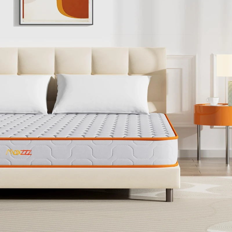 Maxzzz Single Mattress, 3 ft Spring Mattress, Breathable Foam, Durable Spring Mattress - Medium Firmness, Skin-Friendly Single Bed Knitted Fabric Foam Mattress Orange (90x190x14 cm)