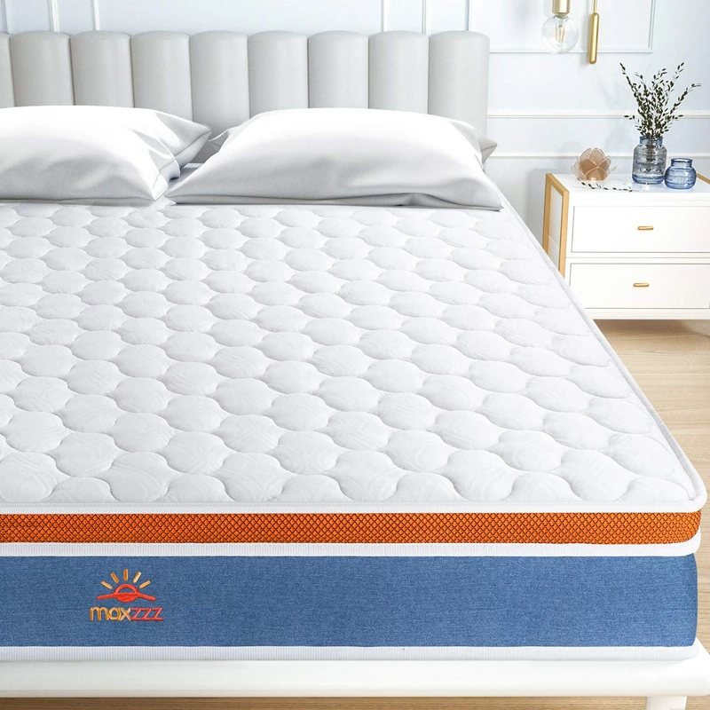 Maxzzz Double Mattress, 8 Inch Pocket Sprung Firm Mattress in a Box, Memory Foam Mattress with Breathable Hypoallergenic Knitting Fabric Cover, Mute & Durable, Fire Certification, 135×190×20CM - Image 1