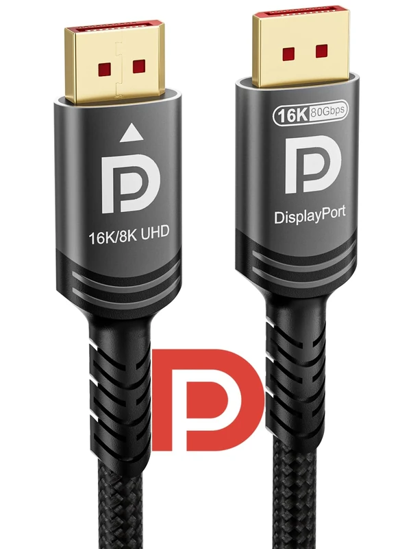 Ubluker 80Gbps DisplayPort 2.1 Cable 10M, Certified DP to DP Cord 4K 540Hz 360Hz 240Hz 165Hz 120Hz 16K 8K 240Hz Ultra High Bit Rate UHBR20 DSC1.2a Ryzen 7900X GeForce RTX5090 Laptop PC Monitor