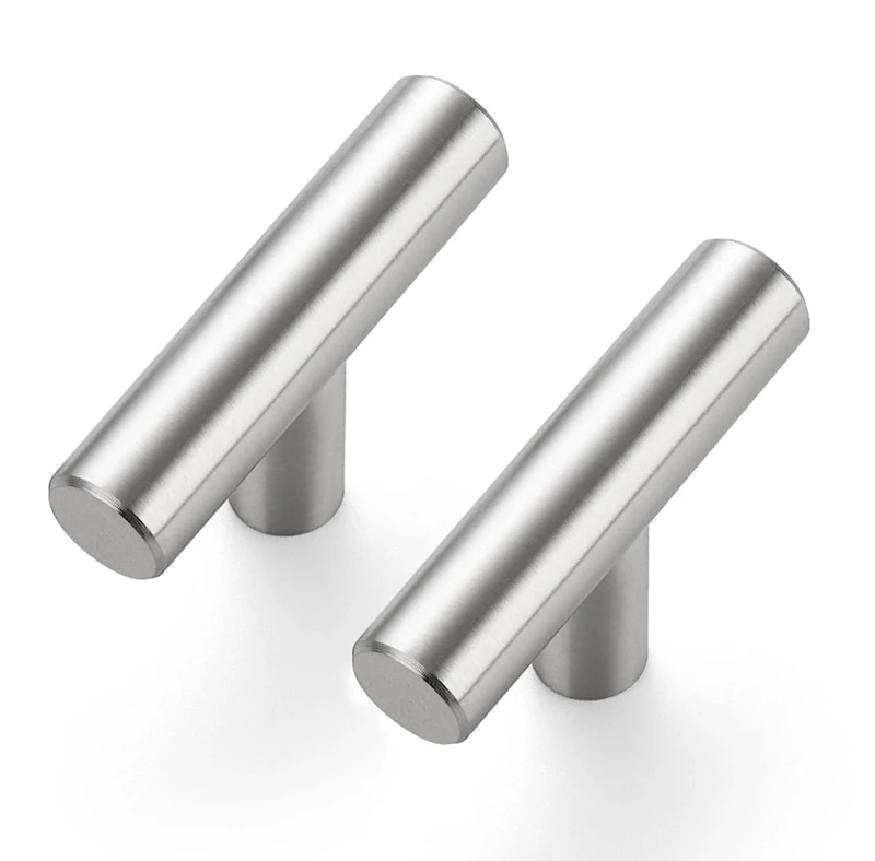 Ravinte 15 Pack Kitchen Cupboard Handles - Brushed Nickel T Bar Handles (50mm Overall Length) for Wardrobe, Bathroom, Furniture & Drawer Pulls