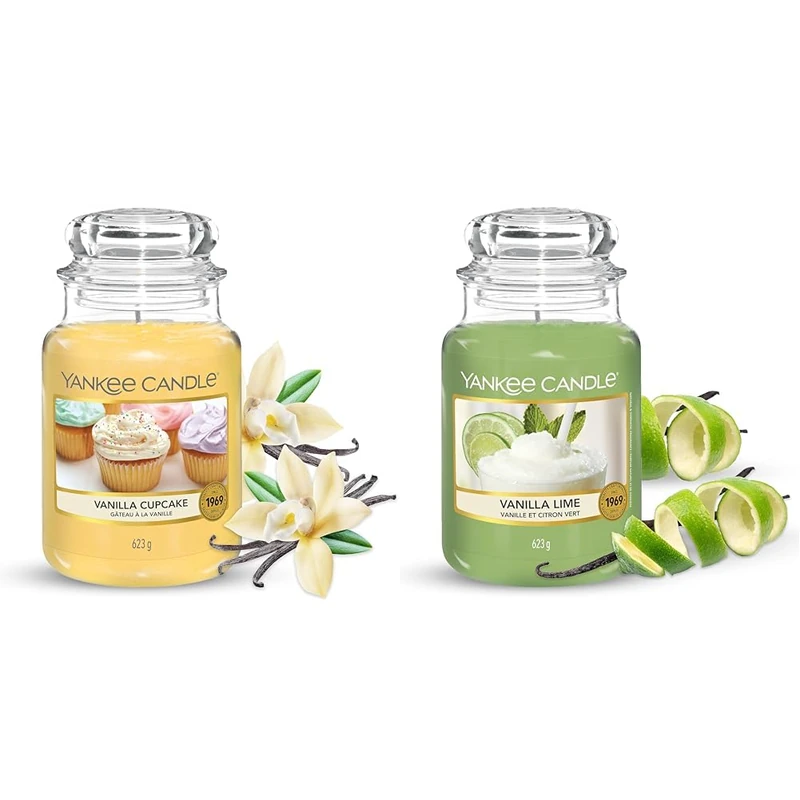 Yankee Candle Scented Candle | Vanilla Lime Large Jar Candle | Long Burning Candles: up to 150 Hours & Scented Candle | Vanilla Cupcake Large Jar Candle | Long Burning Candles: up to 150 Hours