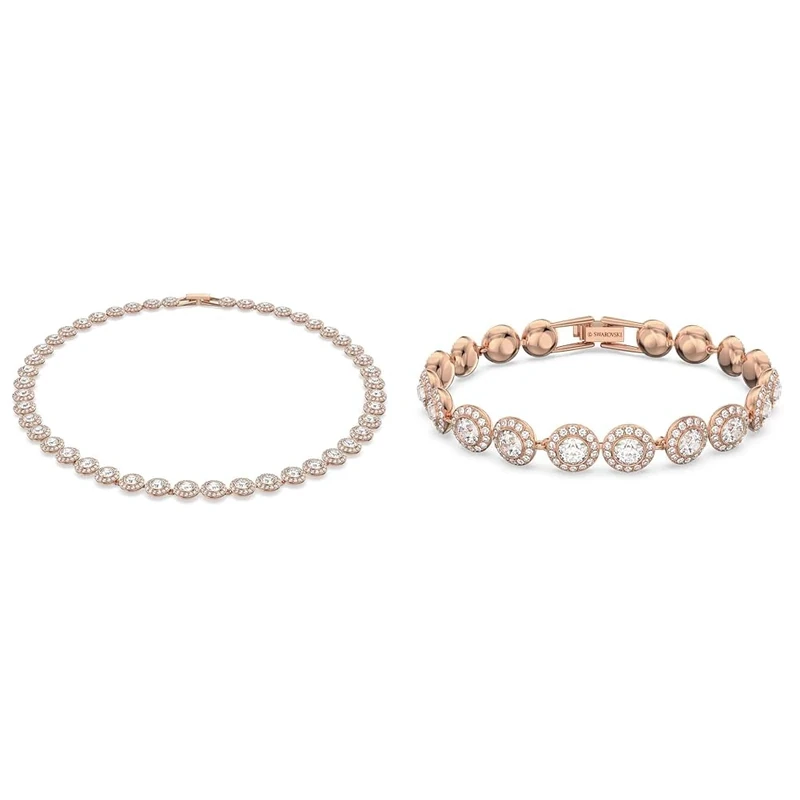 Swarovski Una Angelic necklace & bracelet, Round cut, Rose gold plated