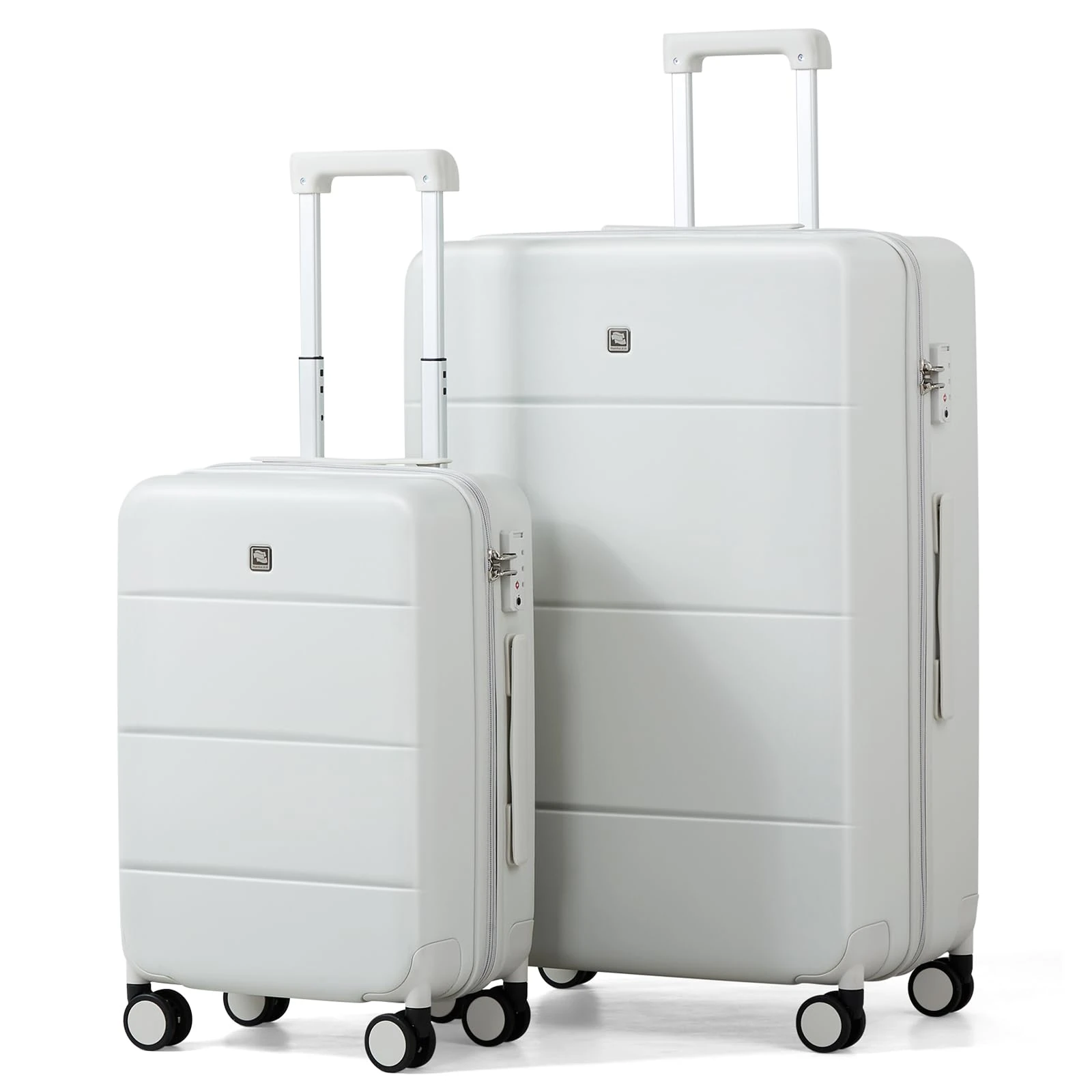 Hanke Luggage Hard Shell Suitcases with Spinner Wheel & TSA Lock, 16in Underseat Carry On Luggage 20in 24in 26in 28in Large Hardside Luggage Travel PC Luggage Set, Smoke White, 2-Piece Set（20/28）,