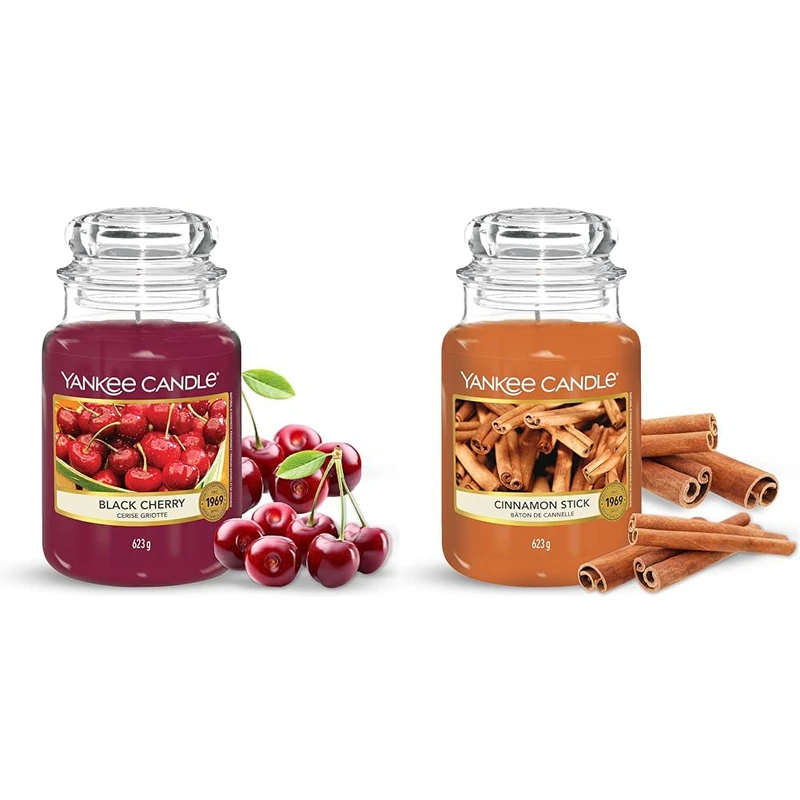 Yankee Candle Scented Candle | Cinnamon Stick Large Jar Candle | Long Burning Candles: up to 150 Hours & Scented Candle | Black Cherry Large Jar Candle | Long Burning Candles: up to 150 Hours