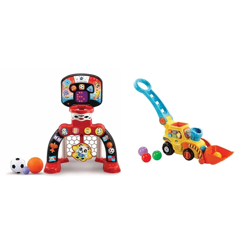 VTech 3-in-1 Sports Centre, Baby Interactive Toy & POP and Drop Digger, Educational Push Along Digger