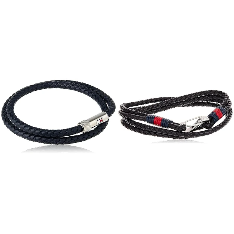 Tommy Hilfiger Jewelry Men's Leather Bracelet Blue - 2790264S & Jewelry Men's Leather Bracelet Black - 2700534