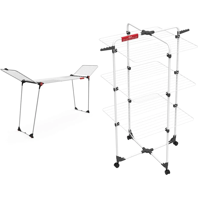 Vileda Infinity Flex Plus Extendable Clothes Airer, Indoor Clothes Drying Rack & Mixer 3 drying tower, 30m line length, 3 levels